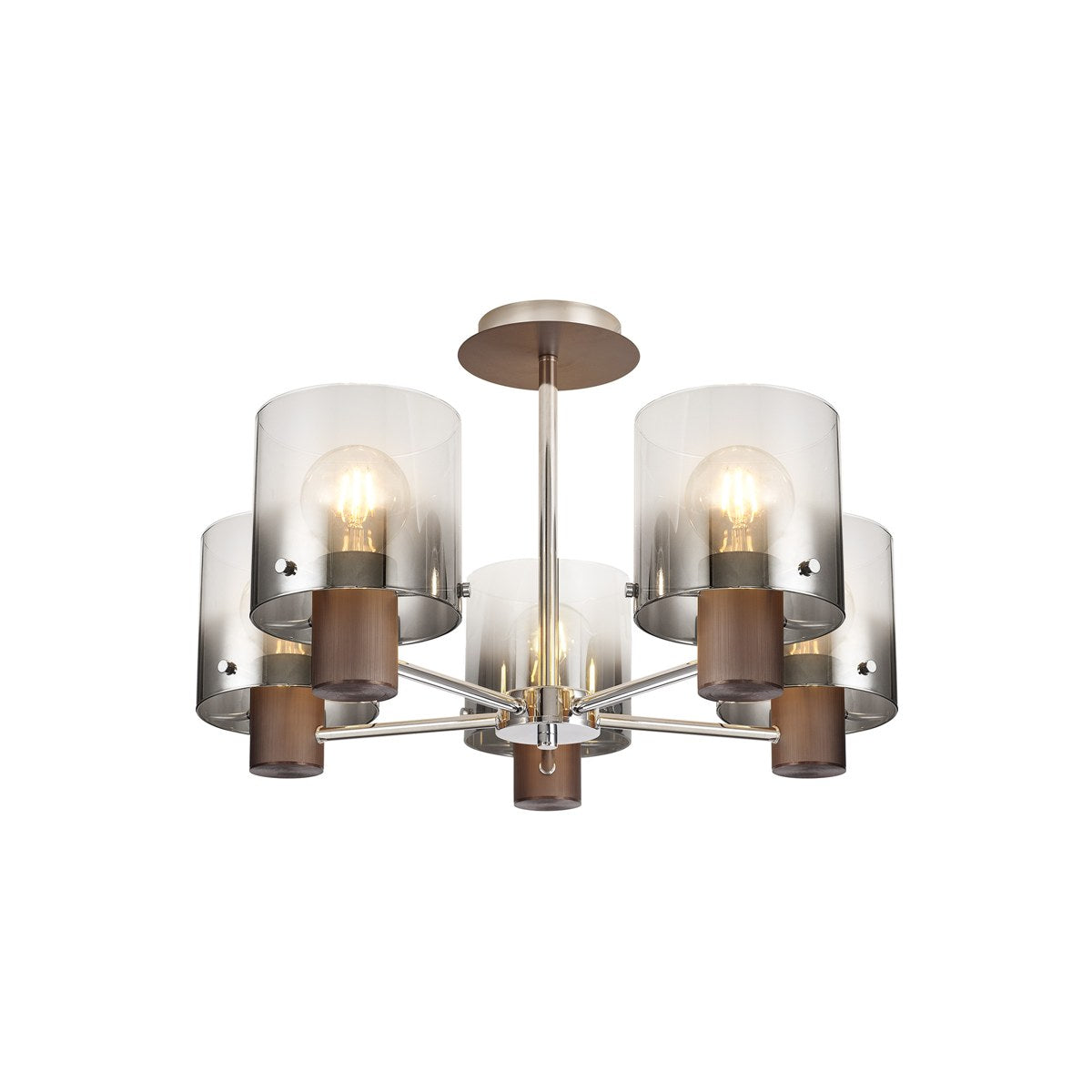 Regent Maisy 5 Light 600mm Semi Flush Ceiling Light - Mocha / Smoke Fade