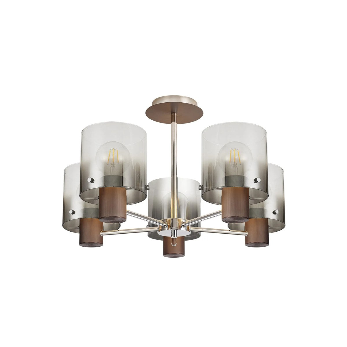 Regent Maisy 5 Light 600mm Semi Flush Ceiling Light - Mocha / Smoke Fade