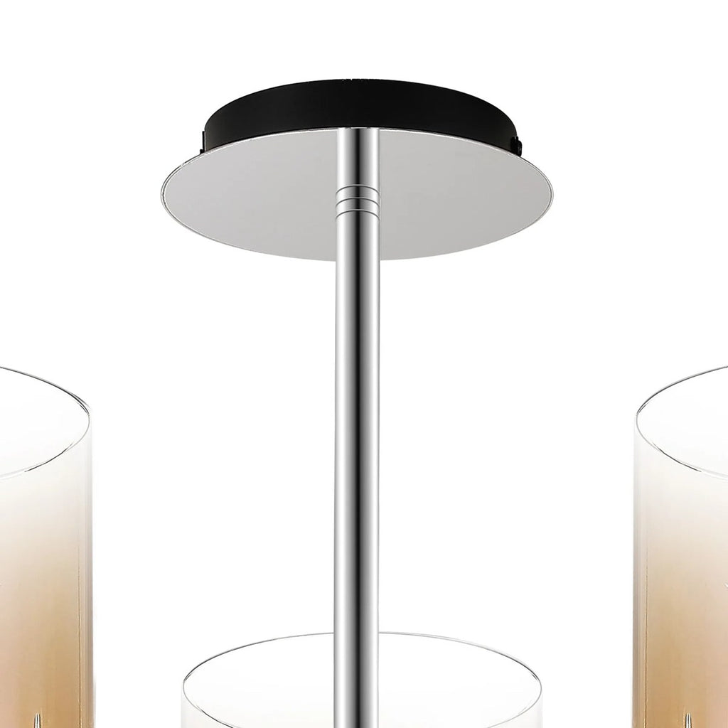 Regent Maisy 3 Light 540mm Semi Flush Ceiling Light - Black / Amber Fade