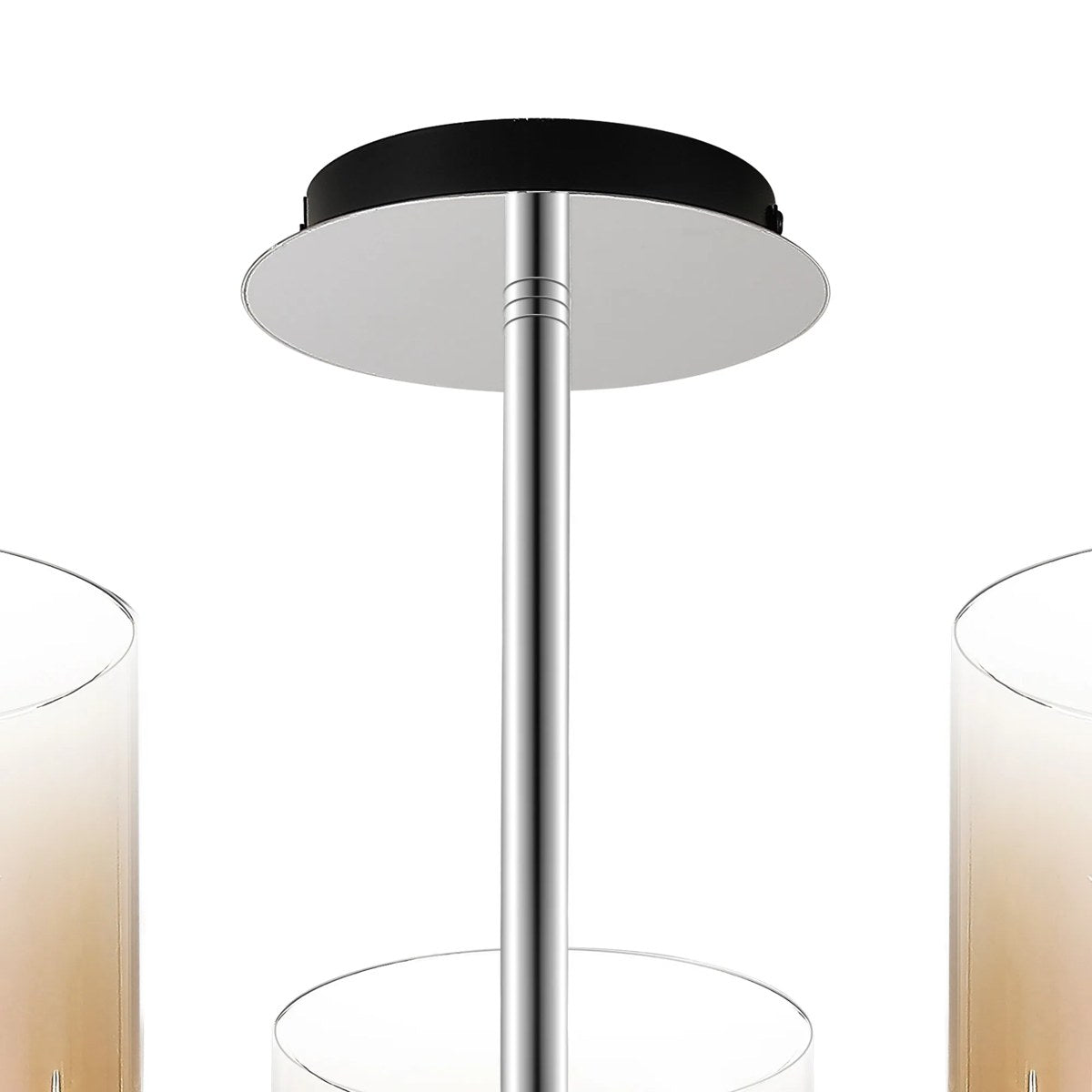 Regent Maisy 3 Light 540mm Semi Flush Ceiling Light - Black / Amber Fade