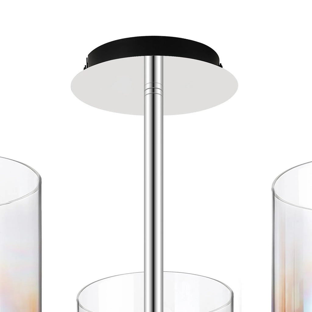 Regent Maisy 3 Light 540mm Semi Flush Ceiling Light - Black / Iridescent Fade