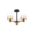 Regent Maisy 3 Light 540mm Semi Flush Ceiling Light - Brass / Sand Black / Amber Fade