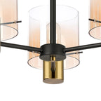 Regent Maisy 3 Light 540mm Semi Flush Ceiling Light - Brass / Sand Black / Amber Fade