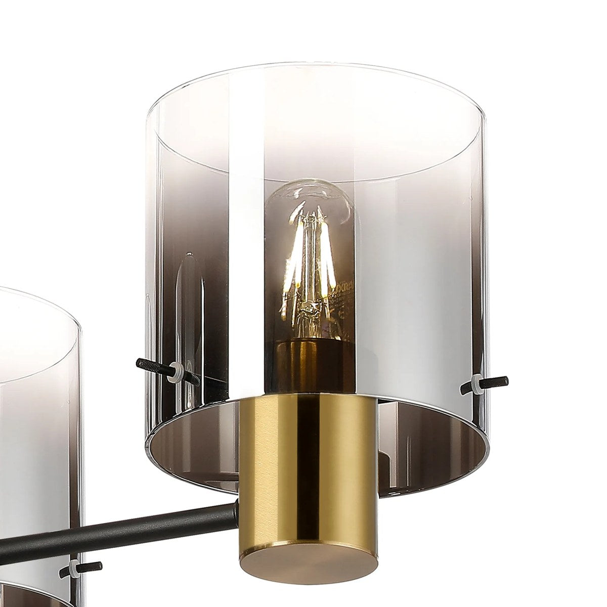 Regent Maisy 3 Light 540mm Semi Flush Ceiling Light - Brass / Sand Black / Smoke Fade