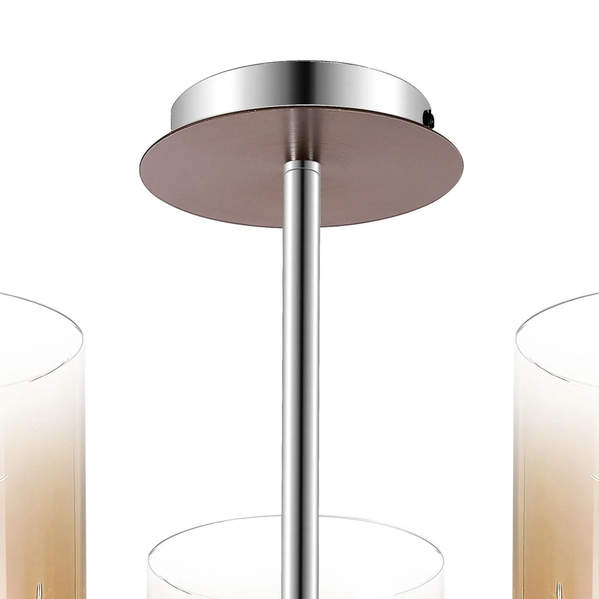 Regent Maisy 3 Light 540mm Semi Flush Ceiling Light - Mocha / Amber Fade