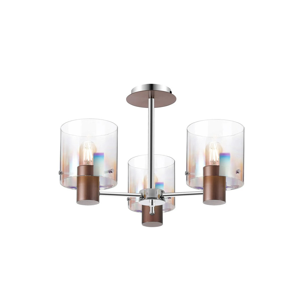 Regent Maisy 3 Light 540mm Semi Flush Ceiling Light - Mocha / Iridescent Fade