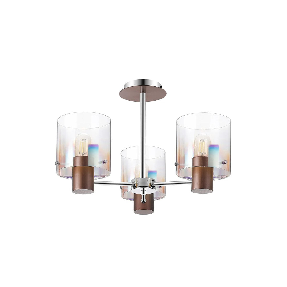 Regent Maisy 3 Light 540mm Semi Flush Ceiling Light - Mocha / Iridescent Fade
