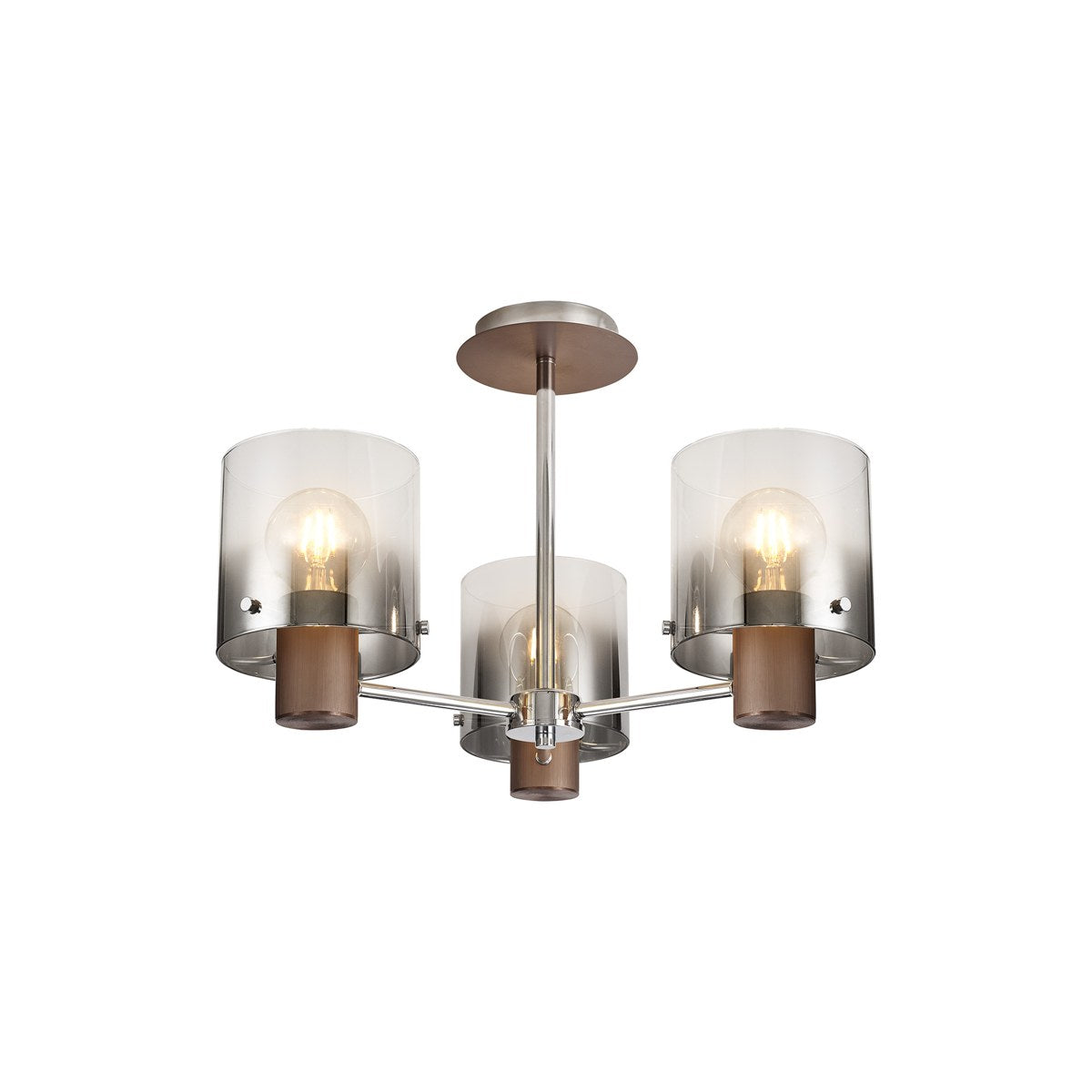 Regent Maisy 3 Light 540mm Semi Flush Ceiling Light - Mocha / Smoke Fade