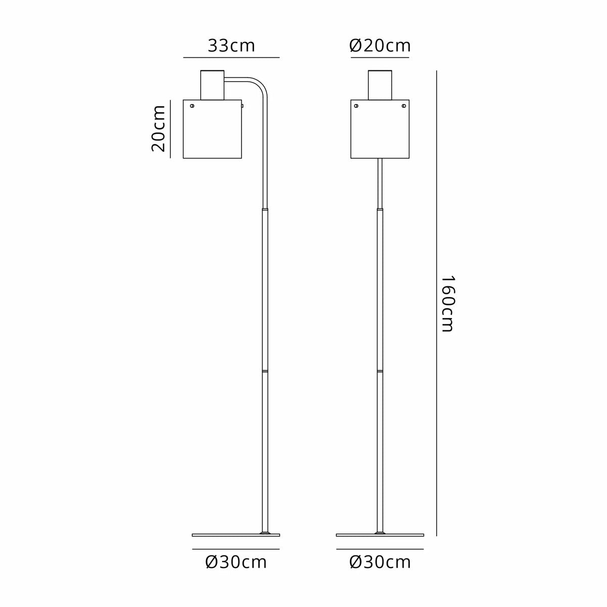 Regent Maisy Large Floor Lamp 1600mm High - dimensions
