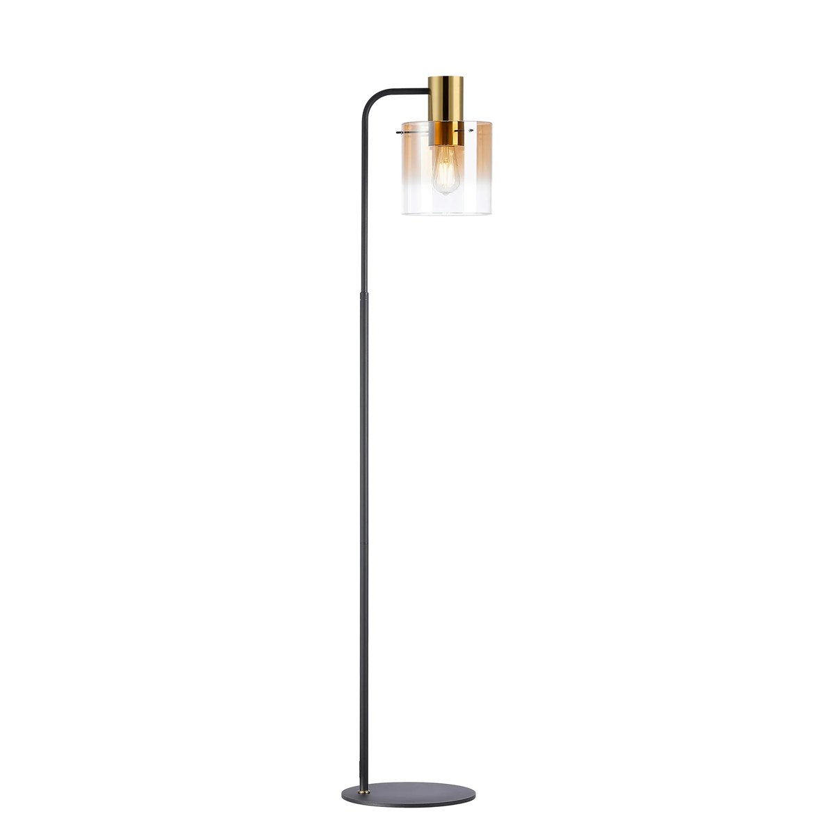 Regent Maisy Large Floor Lamp 1600mm High - Brass / Sand Black / Amber Fade