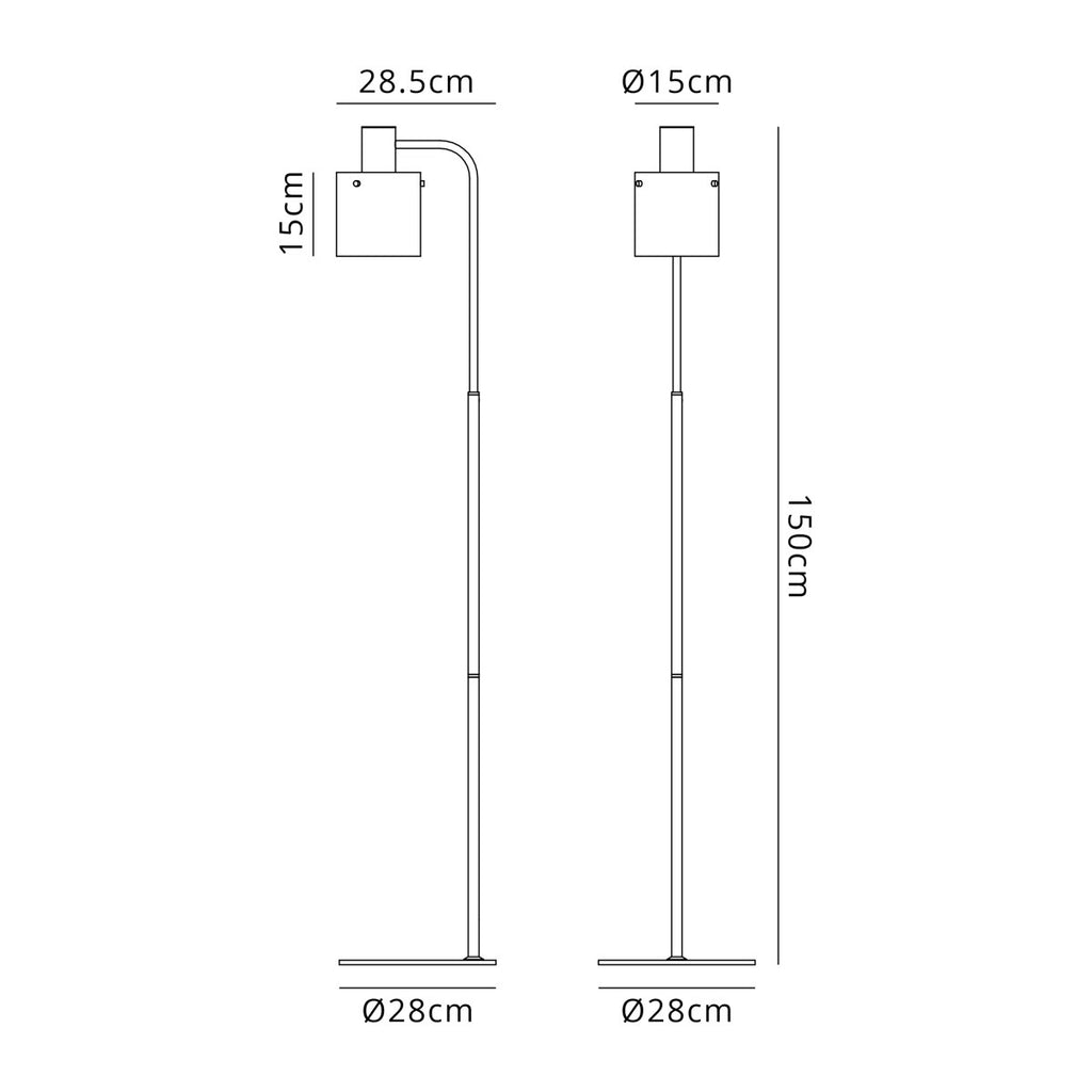 Regent Maisy Floor Lamp 1500mm High - dimensions