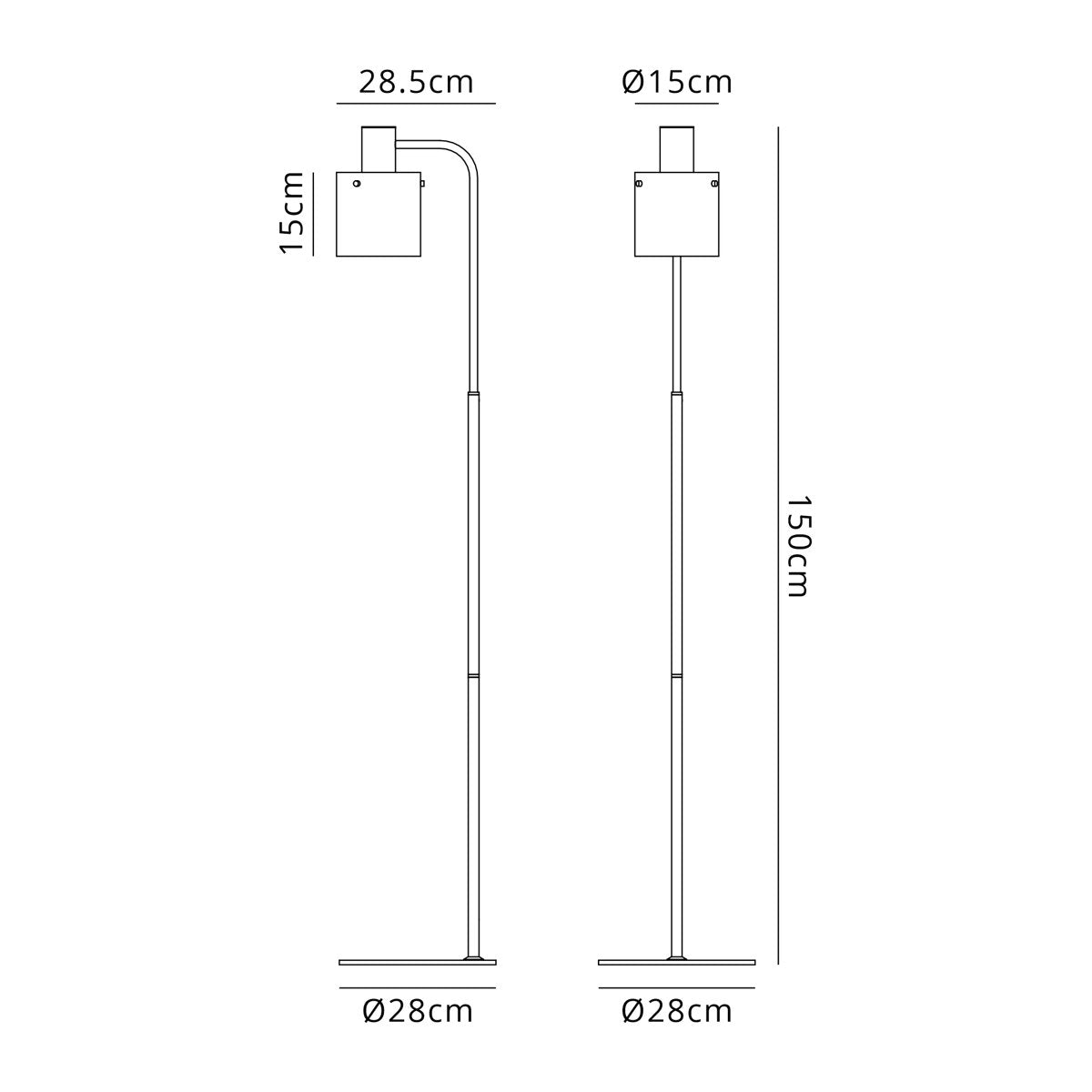 Regent Maisy Floor Lamp 1500mm High - dimensions