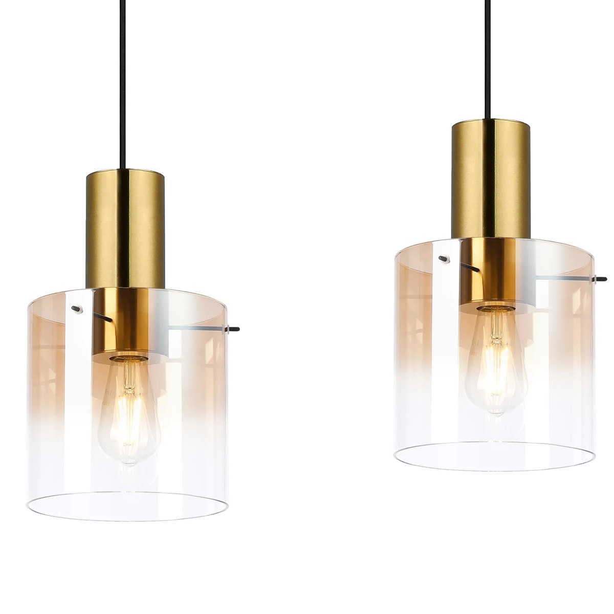 Regent Maisy 4 Light 1420mm Linear Pendant Light - Brass / Sand Black / Polished Chrome / Amber Fade