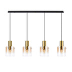 Regent Maisy 4 Light 1420mm Linear Pendant Light - Brass / Sand Black / Polished Chrome / Amber Fade