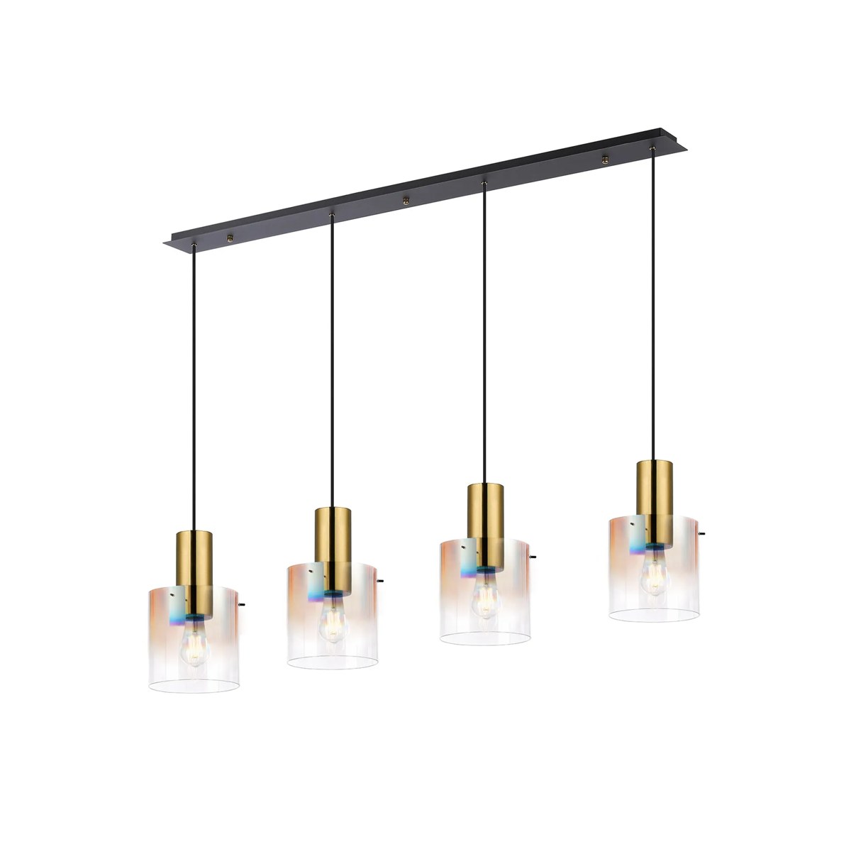 Regent Maisy 4 Light 1420mm Linear Pendant Light - Brass / Sand Black / Polished Chrome / Iridescent Fade