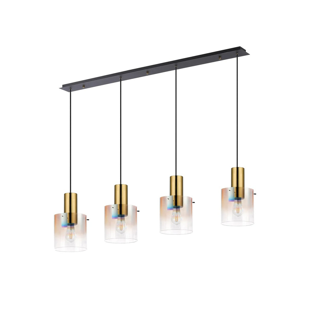 Regent Maisy 4 Light 1420mm Linear Pendant Light - Brass / Sand Black / Polished Chrome / Iridescent Fade