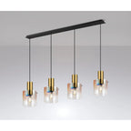 Regent Maisy 4 Light 1420mm Linear Pendant Light - Brass / Sand Black / Polished Chrome / Iridescent Fade