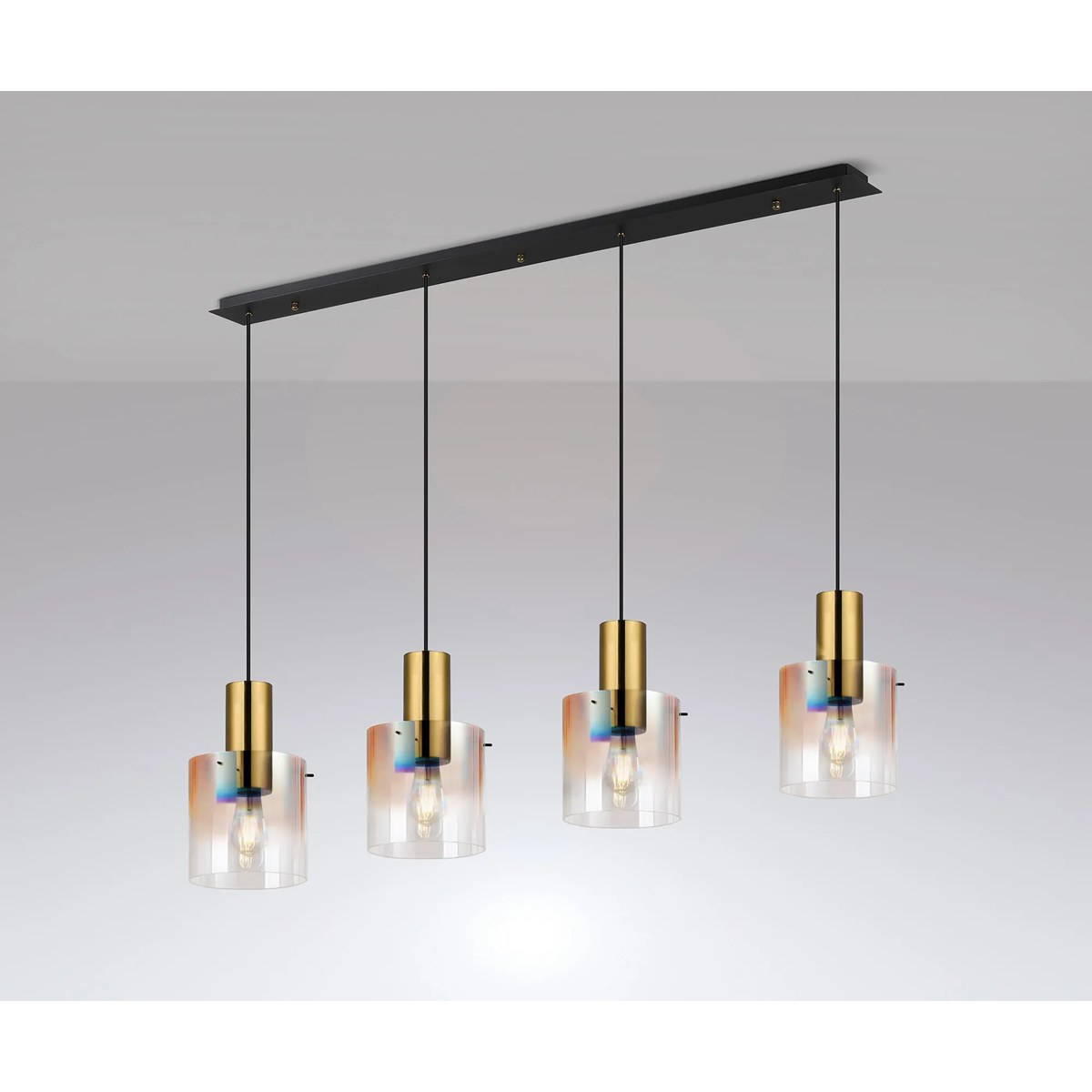 Regent Maisy 4 Light 1420mm Linear Pendant Light - Brass / Sand Black / Polished Chrome / Iridescent Fade