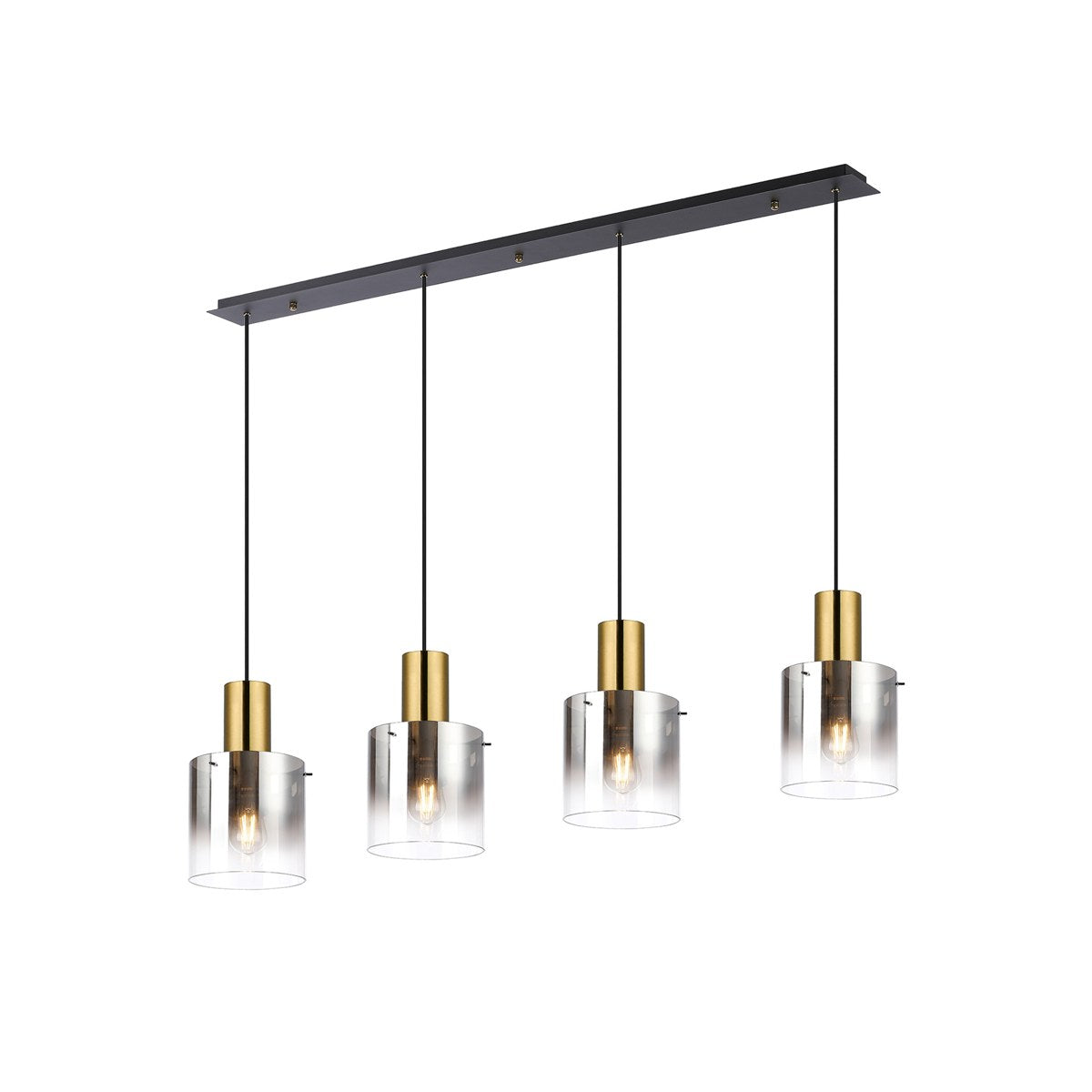 Regent Maisy 4 Light 1420mm Linear Pendant Light - Brass / Sand Black / Polished Chrome / Smoke Fade