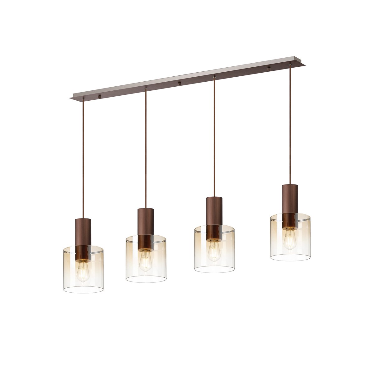 Regent Maisy 4 Light 1420mm Linear Pendant Light - Mocha / Amber Fade