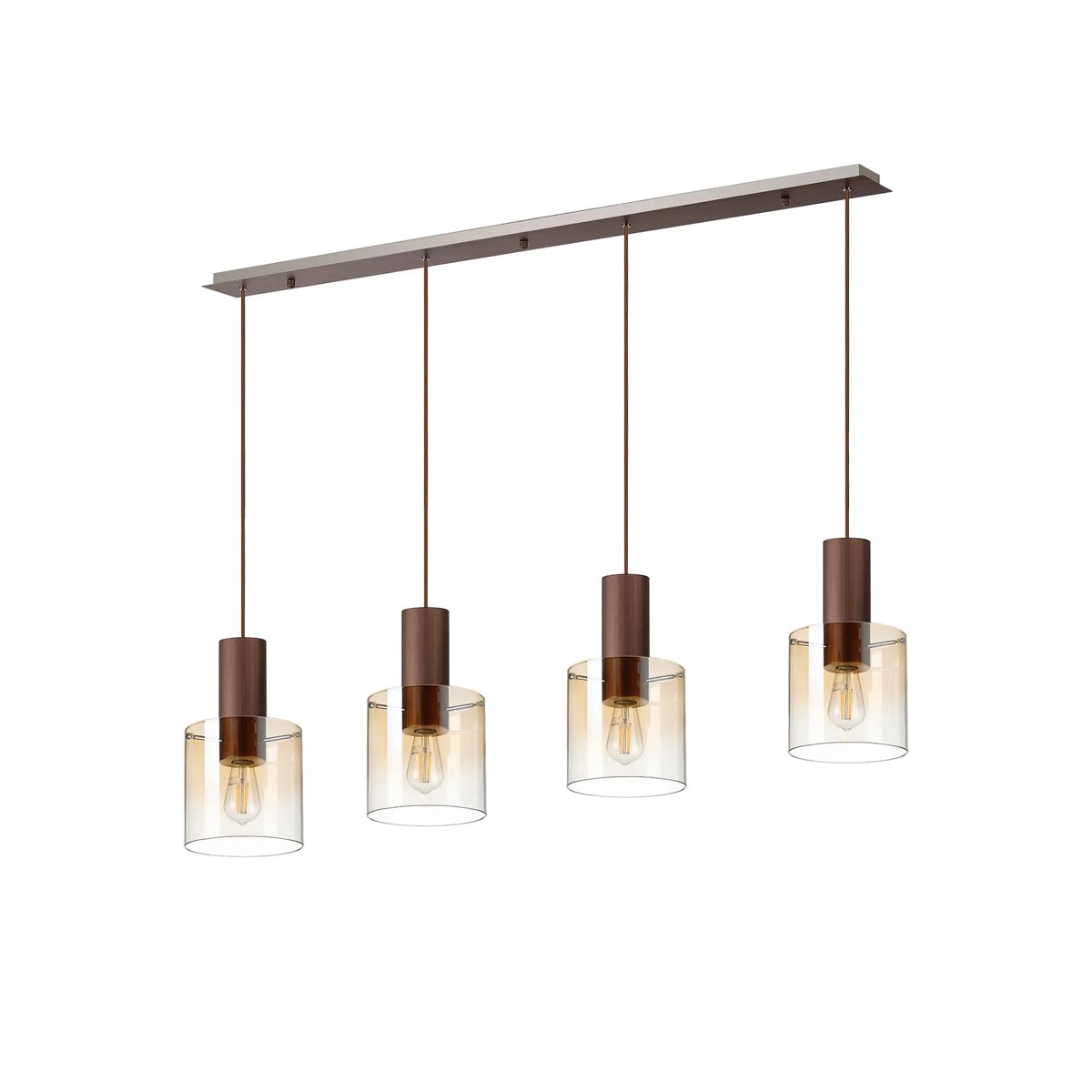 Regent Maisy 4 Light 1420mm Linear Pendant Light - Mocha / Amber Fade