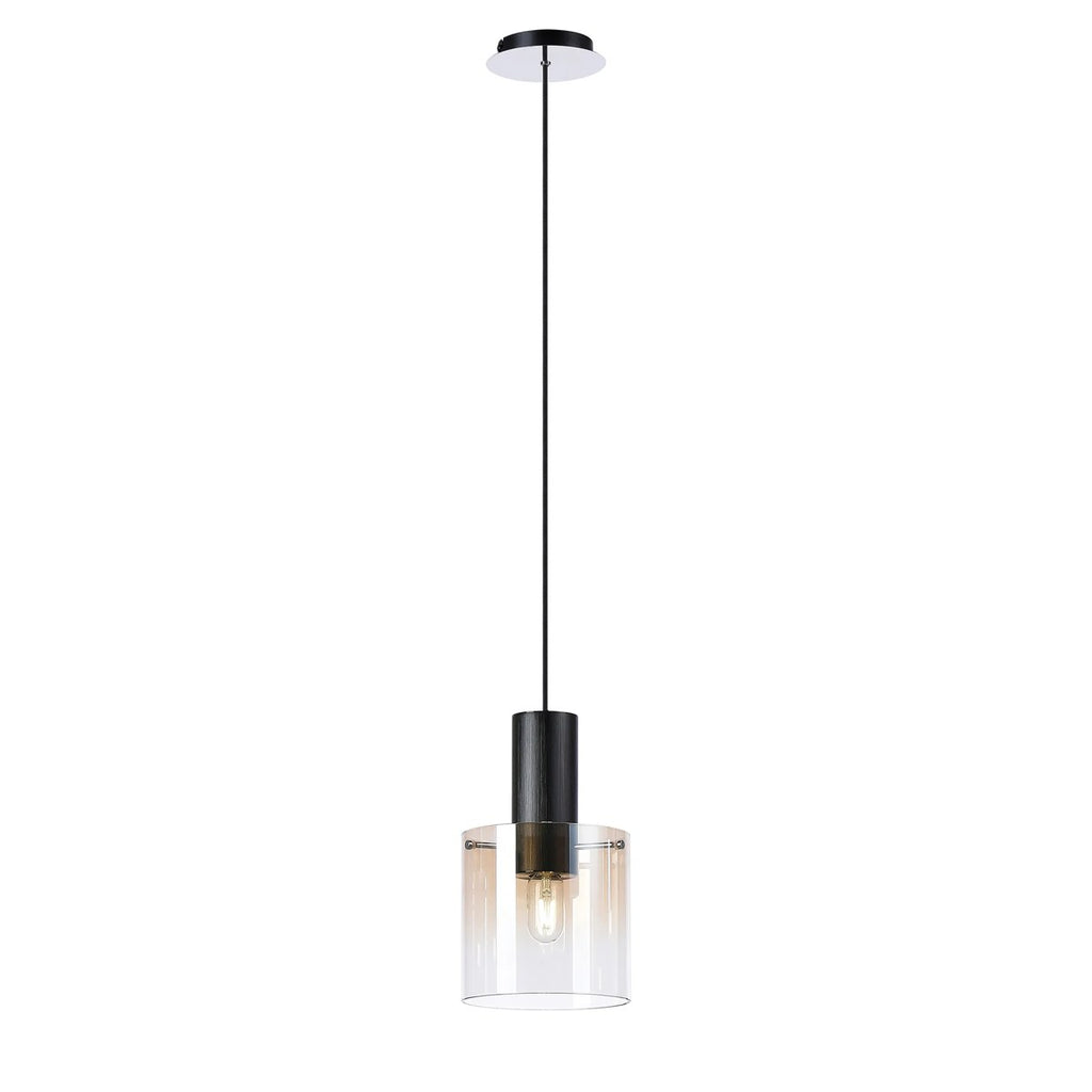 Regent Maisy 200mm Single Pendant Light - Black / Amber Fade