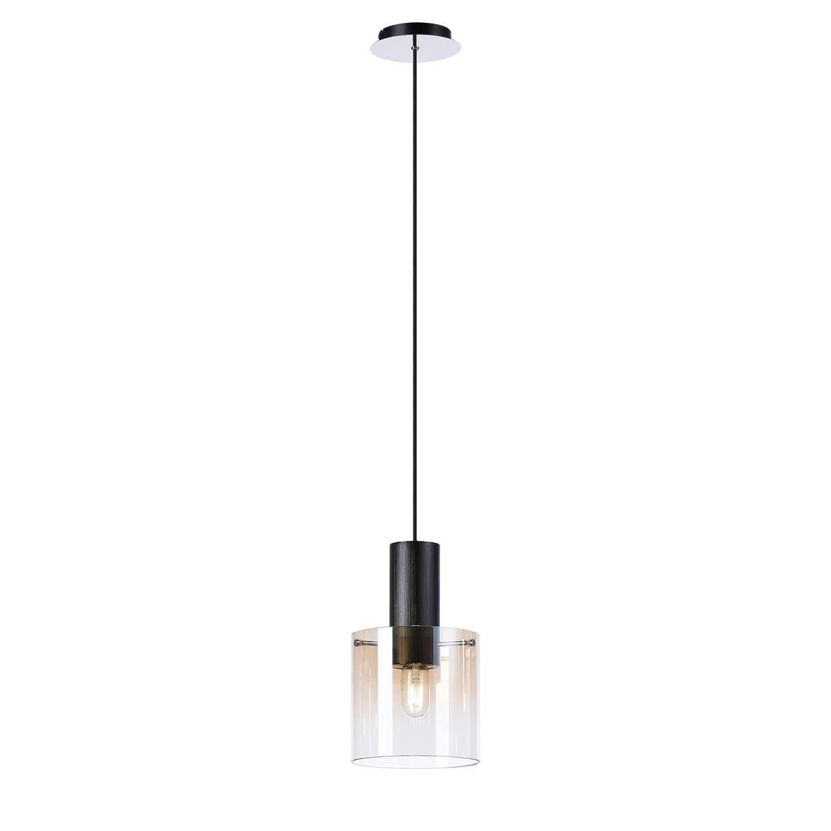 Regent Maisy 200mm Single Pendant Light - Black / Amber Fade