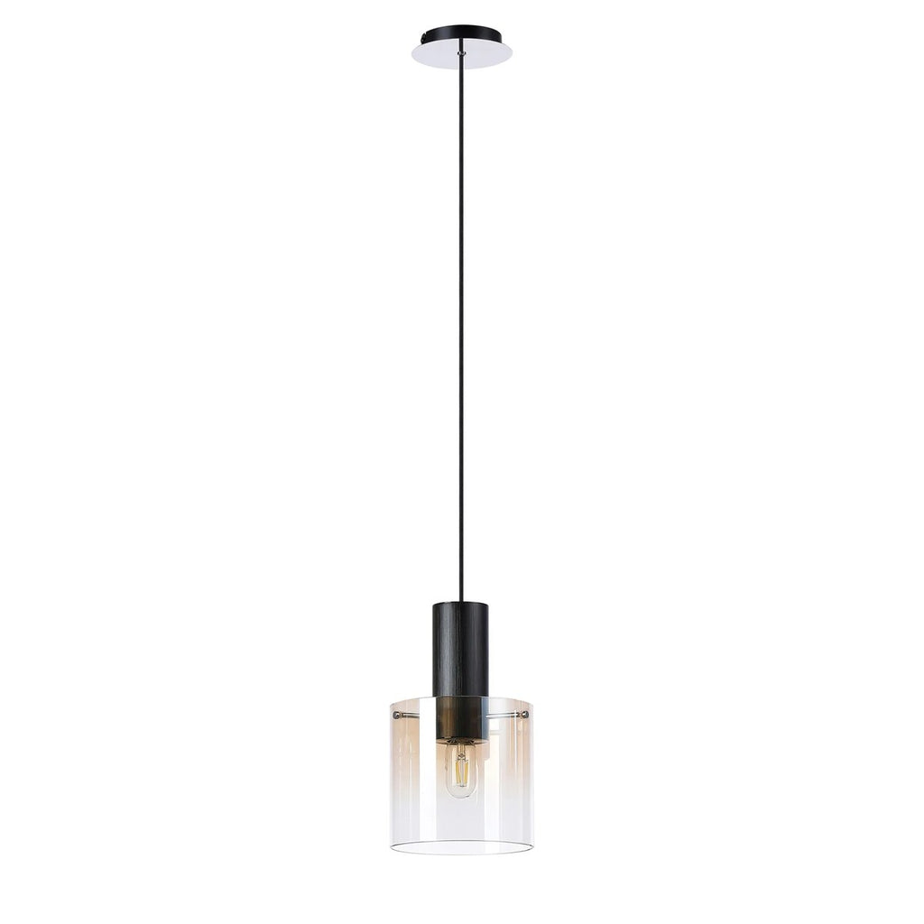 Regent Maisy 200mm Single Pendant Light - Black / Amber Fade