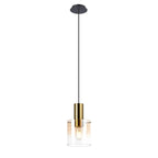 Regent Maisy 200mm Single Pendant Light - Brass / Sand Black / Amber Fade