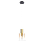 Regent Maisy 200mm Single Pendant Light - Brass / Sand Black / Amber Fade