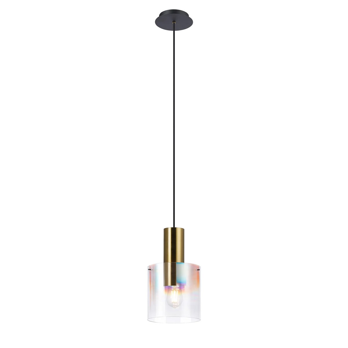 Regent Maisy 200mm Single Pendant Light - Brass / Sand Black / Iridescent Fade