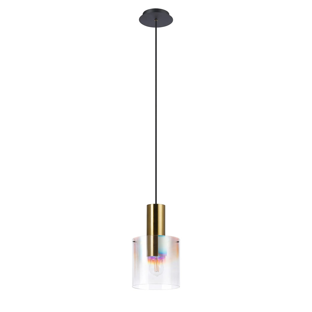 Regent Maisy 200mm Single Pendant Light - Brass / Sand Black / Iridescent Fade