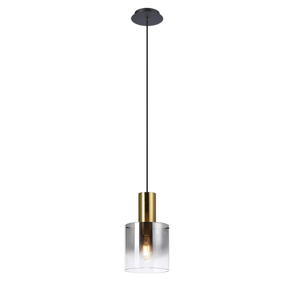 Regent Maisy 200mm Single Pendant Light - Brass / Sand Black / Smoke Fade