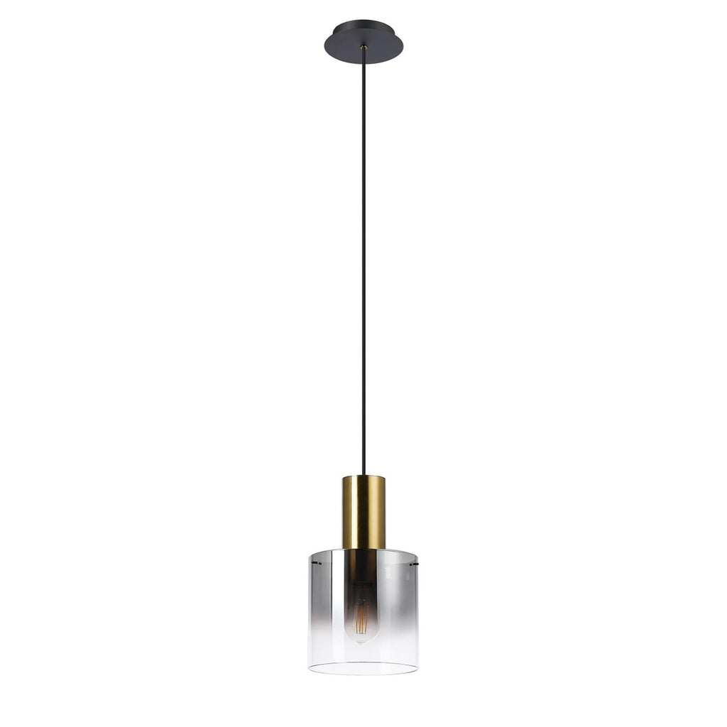 Regent Maisy 200mm Single Pendant Light - Brass / Sand Black / Smoke Fade
