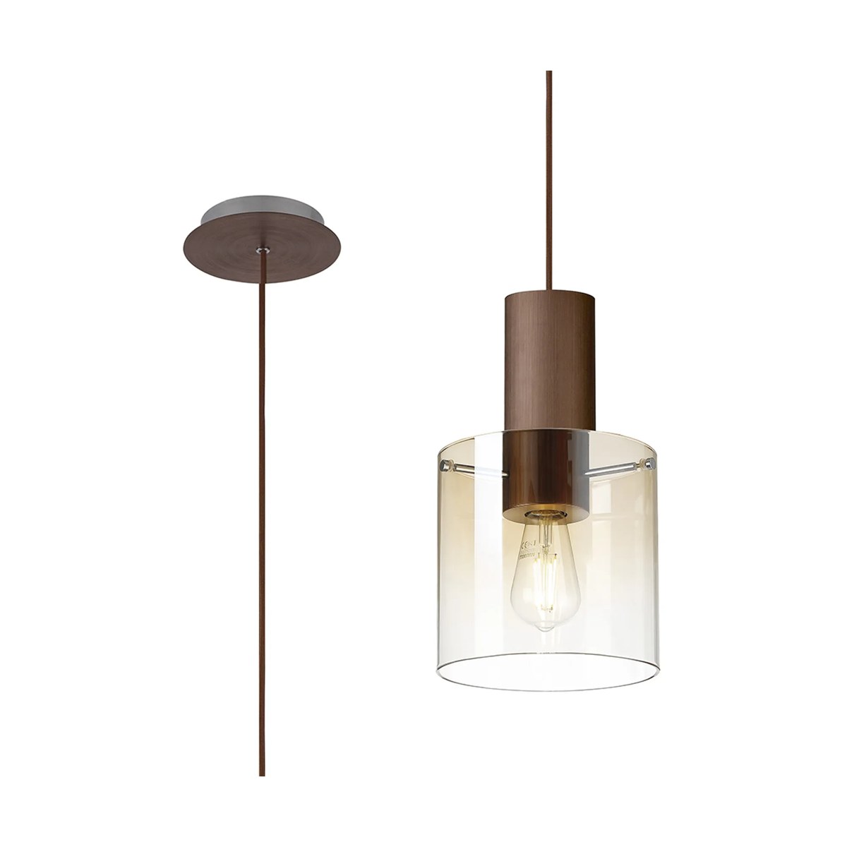 Regent Maisy 200mm Single Pendant Light - Mocha / Amber Fade