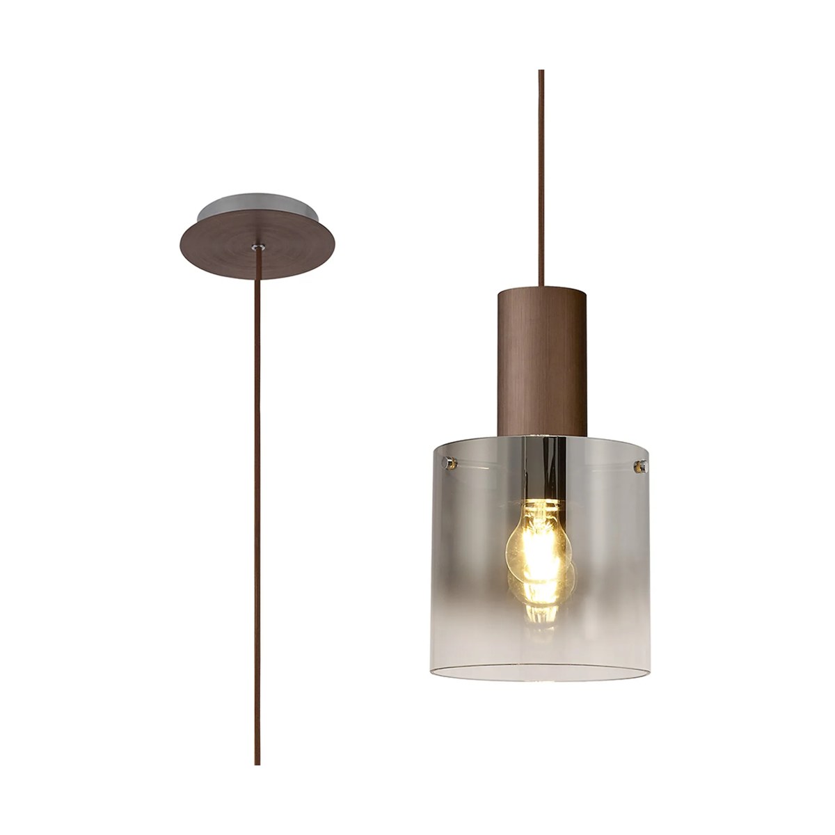 Regent Maisy 200mm Single Pendant Light - Mocha / Smoke Fade