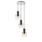 Regent Maisy 3 Light 500mm Round Pendant Light - Black / Amber Fade