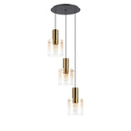 Regent Maisy 3 Light 500mm Round Pendant Light - Brass / Sand Black / Amber Fade