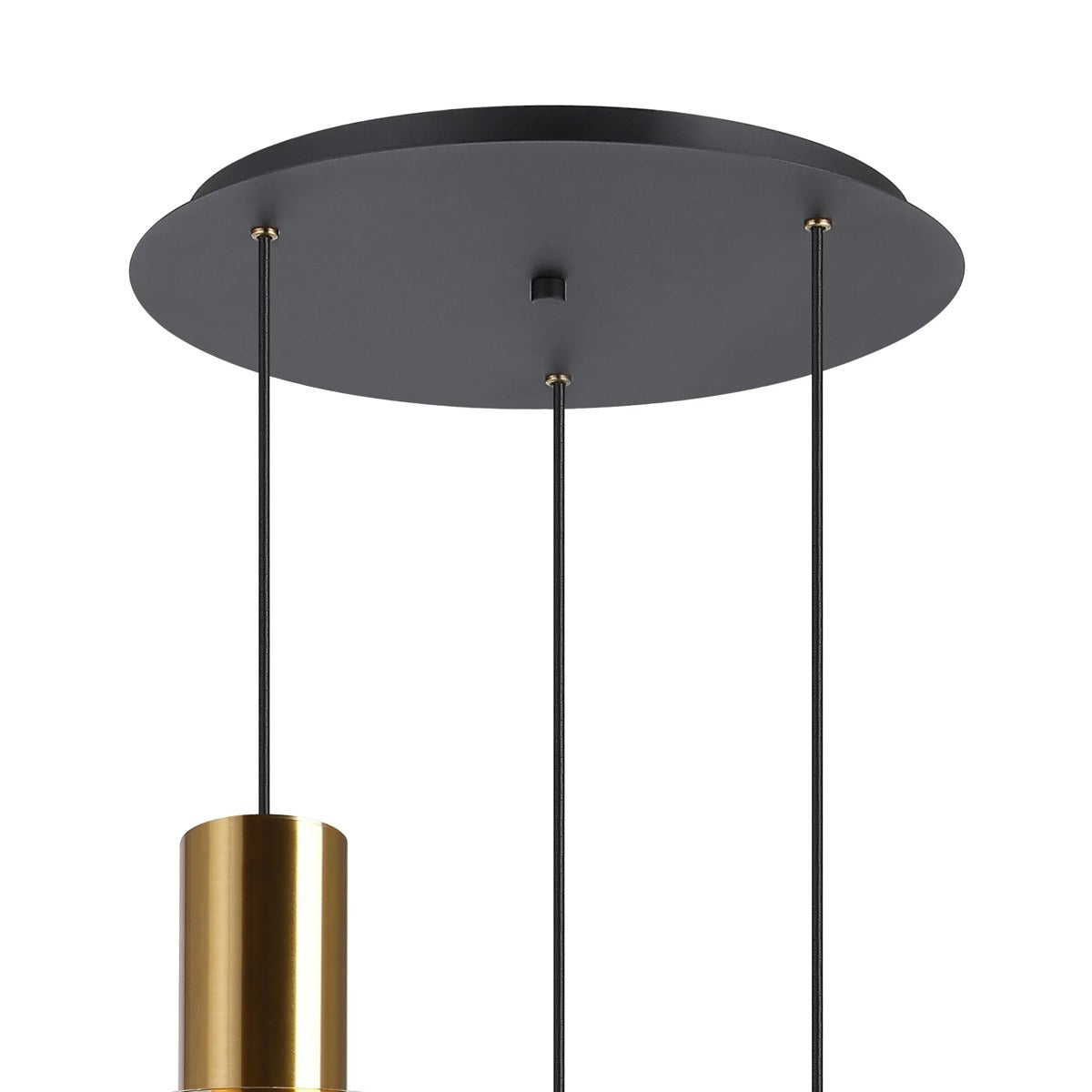 Regent Maisy 3 Light 500mm Round Pendant Light - Brass / Sand Black / Amber Fade