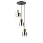 Regent Maisy 3 Light 500mm Round Pendant Light - Brass / Sand Black / Smoke Fade