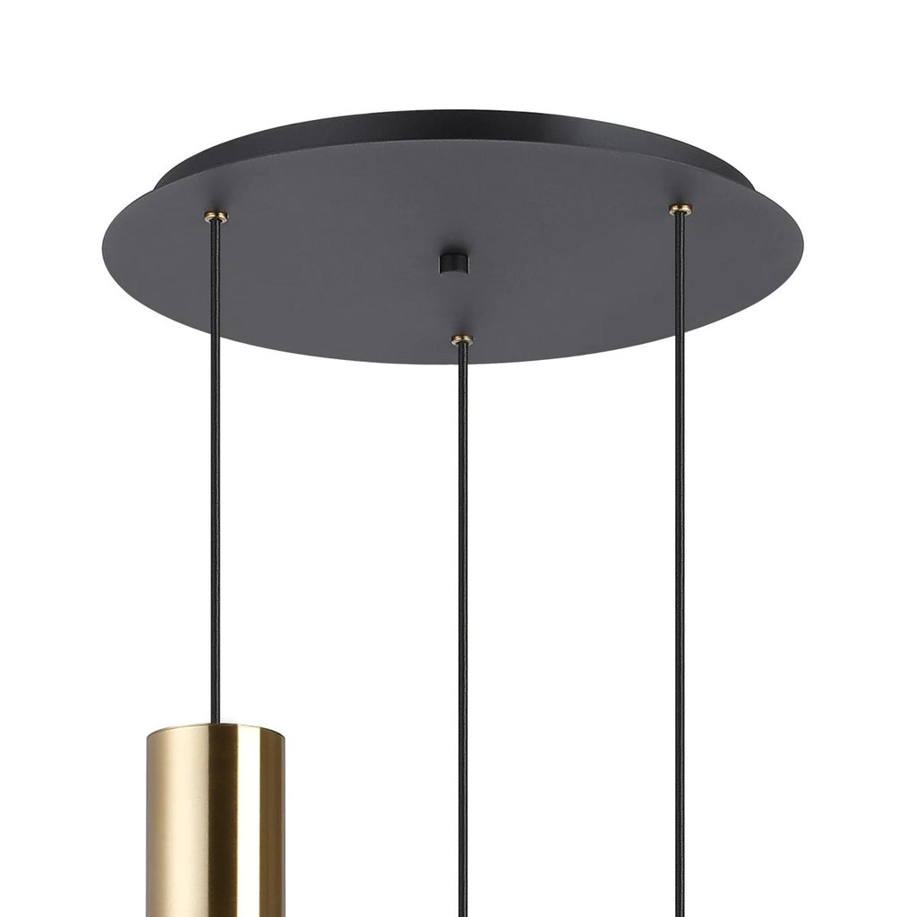 Regent Maisy 3 Light 500mm Round Pendant Light - Brass / Sand Black / Smoke Fade