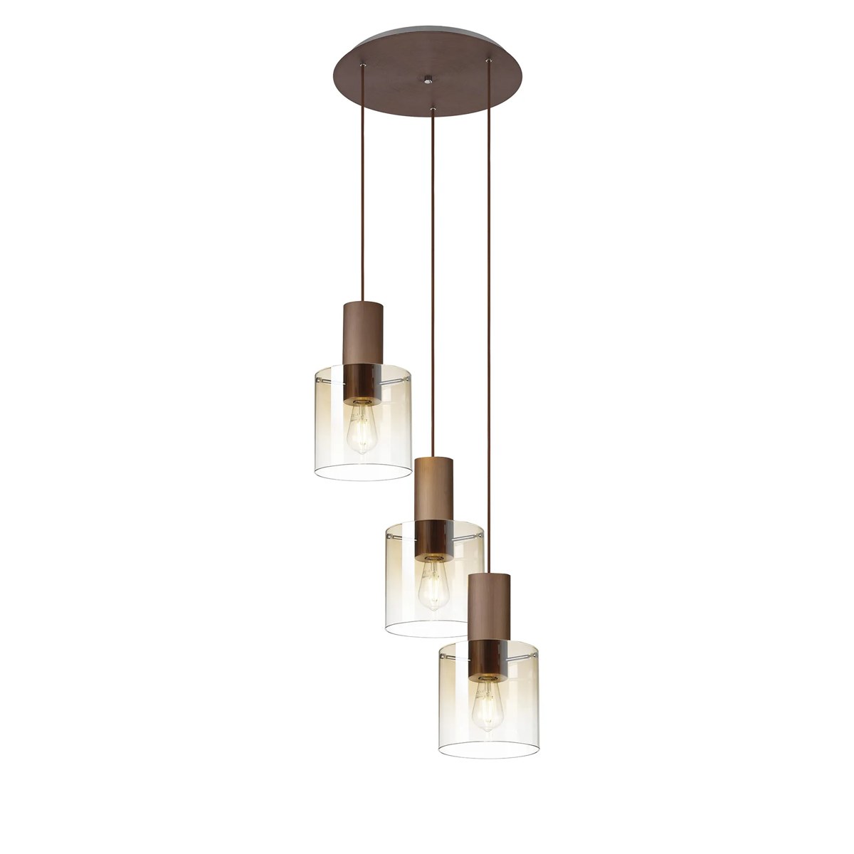 Regent Maisy 3 Light 500mm Round Pendant Light - Mocha / Amber Fade