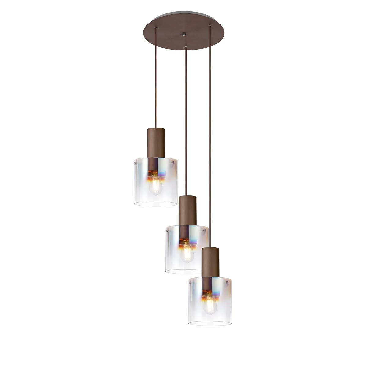 Regent Maisy 3 Light 500mm Round Pendant Light - Mocha / Iridescent Fade