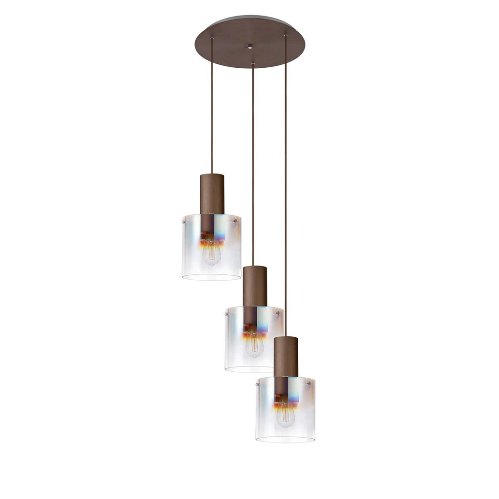 Regent Maisy 3 Light 500mm Round Pendant Light - Mocha / Iridescent Fade
