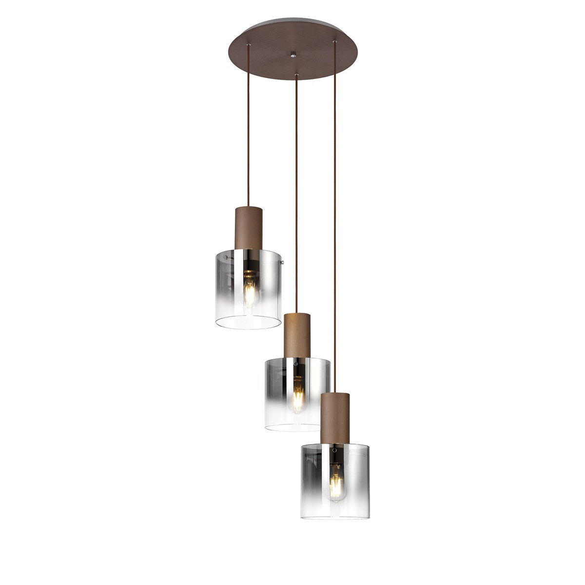 Regent Maisy 3 Light 500mm Round Pendant Light - Mocha / Smoke Fade