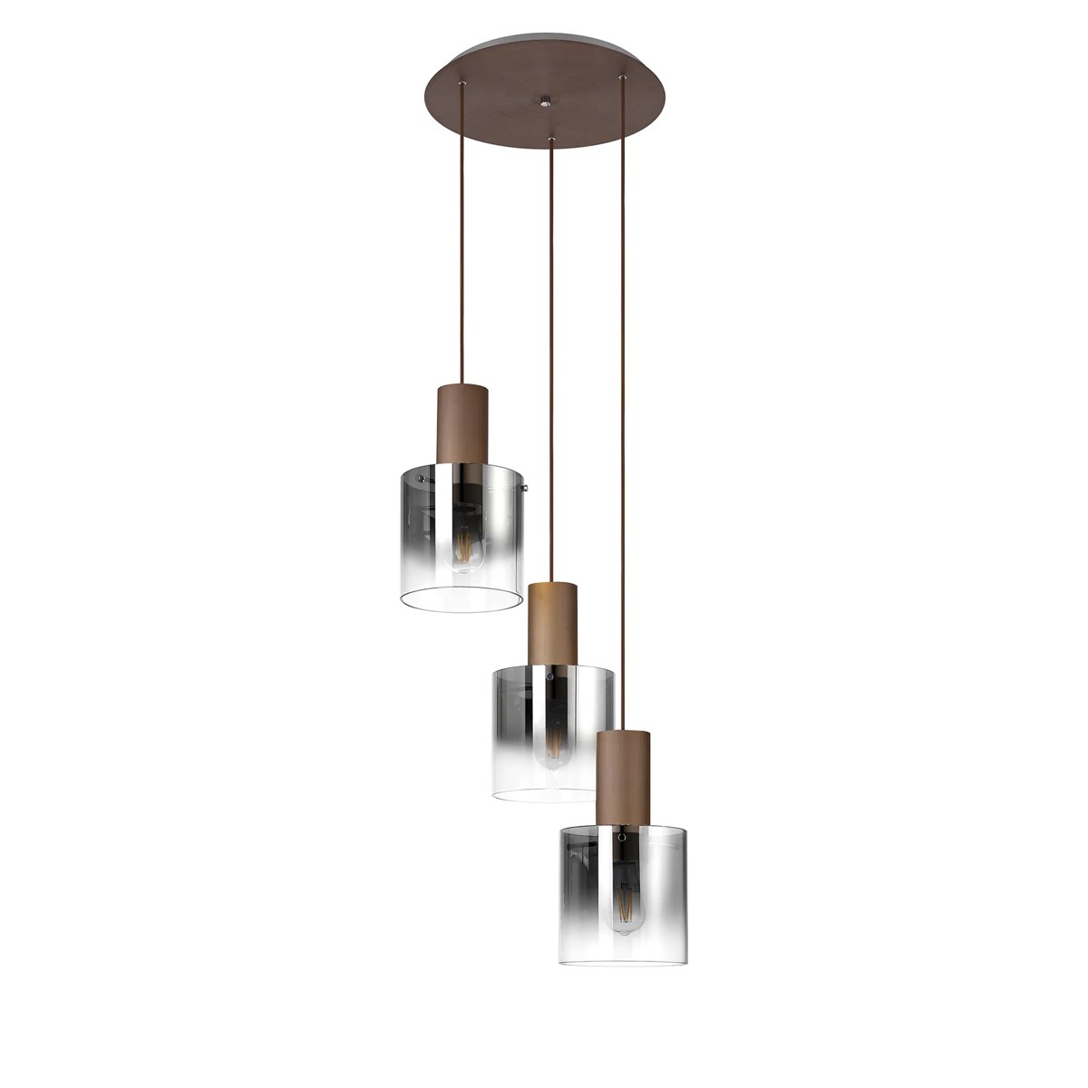 Regent Maisy 3 Light 500mm Round Pendant Light - Mocha / Smoke Fade