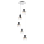 Regent Maisy 5 Light Adjustable Round Pendant 650mm - Black / Amber Fade