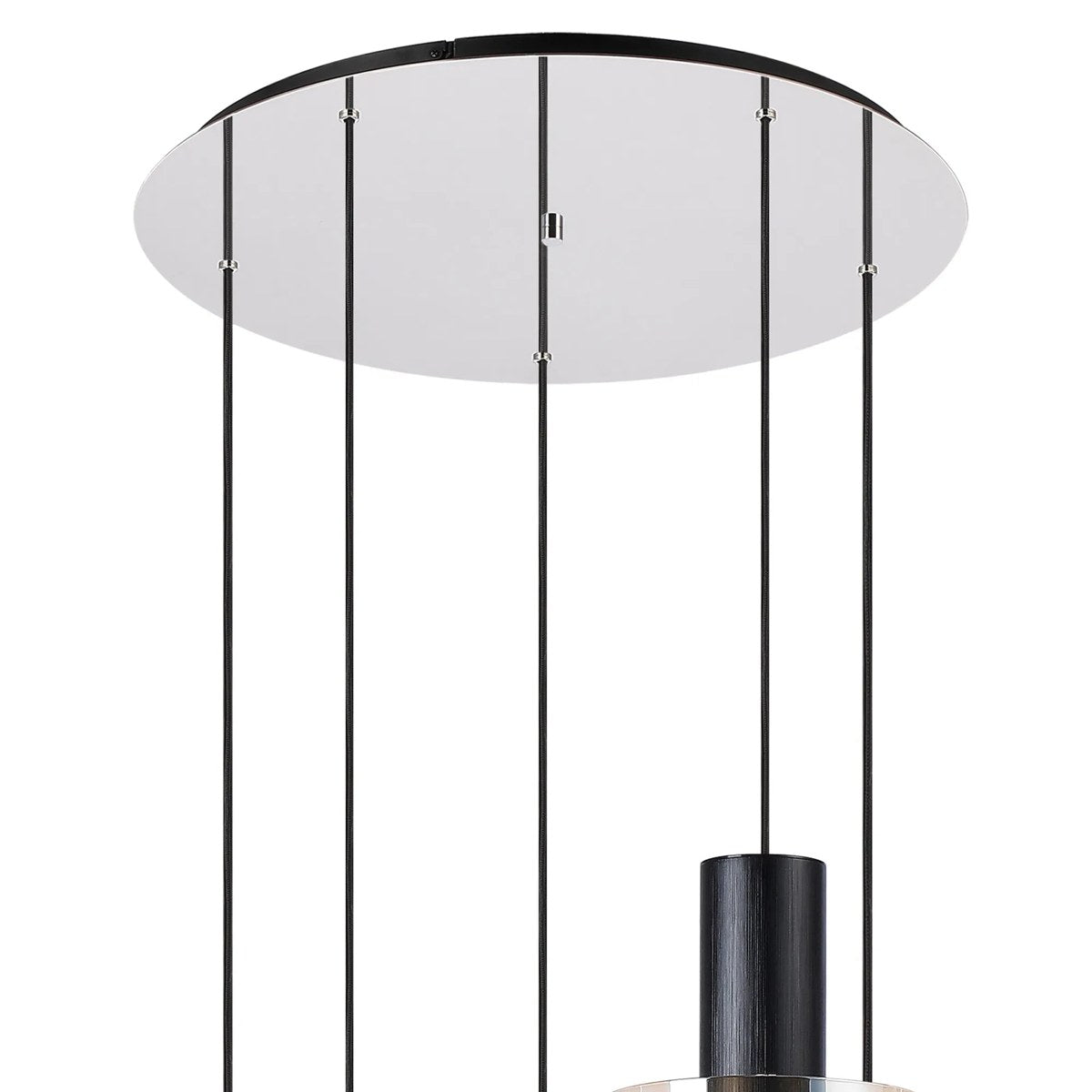Regent Maisy 5 Light Adjustable Round Pendant 650mm - Black / Amber Fade