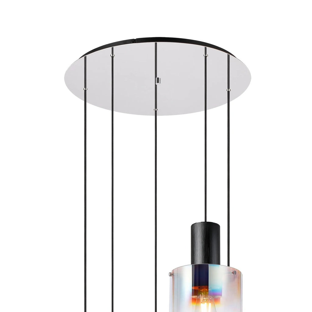 Regent Maisy 5 Light Adjustable Round Pendant 650mm - Black / Iridescent Fade