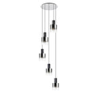 Regent Maisy 5 Light Adjustable Round Pendant 650mm - Black / Smoke Fade